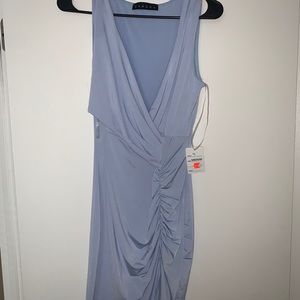 Blue bodycon dress with slit